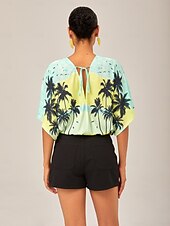 Χαμηλού Κόστους Jumpsuits-ντεγκραντέ φοίνικα τύπωμα casual παραλία κορμάκι σε στυλ διακοπών