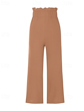 economico Pantaloni in lino e cotone semplici-Per donna Culotte Gamba Larga Pantaloni in cotone e lino Pantaloni Eleganti Moda Streetwear Lunghezza intera Naturale Semplice Elastico in vita Comodo All&#039;aperto Confortevole Streetwear Uscire Bianco