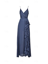 preiswerte abendkleider-Damen Langes Kleid Maxikleid Abschlussballkleid Partykleid Cocktailkleid Unterkleid Mode Party Besonderer Anlass Date Normale Passform Einfach Ärmellos Spaghettiträger Grün Dunkelblau Rosenrot Sommer
