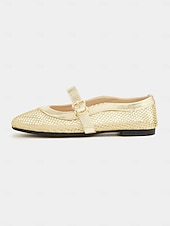 olcso Női lapos sarkú cipők-női aranyhálós mary jane flats – elegáns alacsony sarkú randevús cipő csatos pánttal hétköznapi kirándulásokhoz és mindennapi viselethez