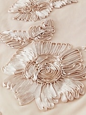 baratos Comprimento do chão-Vestido de Mãe da Noiva em Renda Bordada Floral  Coluna Conjunto Elegante Simples Minimalista Decote Redondo Comprimento do Chá Tule com Mangas Curtas Vestido para Convidada de Casamento 2025