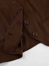 abordables Ensembles chemisiers pour femmes-Femmes Actif Chemisier Ensembles de Pantalons Sans manches Col en V Couleur Unie Dubbele Rij Knopen Date Week-end Marron Été Coupe régulière
