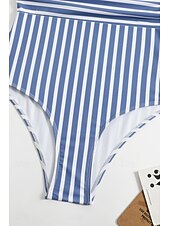 abordables Maillots de bain une pièce-Femmes Maillots de Bain Une Pièce Maillot de bain Dos nu Tropical Tenues de plage Rayé Fil en V Sans manches Maillots de bain