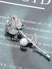 preiswerte Schals für Damen-elegante Rosenblütenbrosche mit Perle – mit Strasssteinen besetzte Vintage-Anstecknadel für Damen, ideal als Muttertagsgeschenk, für formelle Anlässe und Blazer