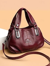 economico Borsette e borse tote-Borsa a tracolla da donna in similpelle con doppi manici – borsa a tracolla casual vintage con tracolla per ufficio, viaggi e uso quotidiano
