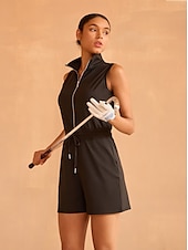 billiga Kvinnors golfkläder-Dam Byxdress Svart Ärmlös Byxdress Golfkläder för damer Kläder Outfits Bär kläder