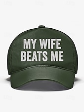 cheap Men&#039;s Hats-Men&#039;s Distressed Graphic ，Humorous &#039;My Wife Beats Me&#039; Print Baseball Cap - Funny Design, Adjustable Snapback Cap, Casual Street Style, Suitable for Outdoor, Travel or Summer Activities
