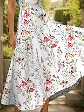 ieftine Rochii florale-Pentru femei Rochie Maxi Rochie casual Rochie A line Rochie de vară Elegant Vacanță Casual Fit regulat Floral Grafic Manșon scurt Pătrat Roșu-aprins Albastru piscină Mov Vară