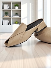 billige Tresko og tøfler til kvinner-kvinners peep toe muldyr – brettet design av kunstskinn mulesko for moderne arbeidsstil