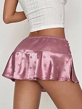 abordables Mini-Jupes-Femmes Jupe Occasionnel Mini Taille Basse Jupes Non Elastique Rose pâle Été Polyester
