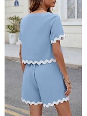 abordables Ensembles courts pour femmes-Ensembles de shorts de mode streetwear pour femmes en 2 pièces à manches courtes à col rond en couleur unie imprimé décontracté quotidien noir rose bleu été coupe régulière