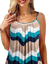 olcso Grafikai bolt Ujjatlan felsők és Camis-Női Camisole Tank Top Csíkos Napi Alkalmi Ujjatlan Pántos Normál felsők Napi Nyomtatott Fekete Arcpír rózsaszín Sötétkék Medence Nyár