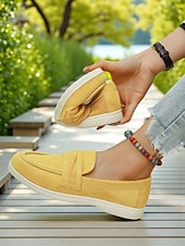 abordables Chaussures sans lacet et mocassins femme-Mocassins en simili-daim pour femme – style classique et polyvalent pour les promenades au bord du lac, les journées décontractées au bureau et les sorties du week-end