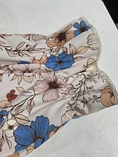 abordables Robes fleuries élégantes-Femmes Mini Robe Robe Décontractée Robe Fleurie Robe d&#039;été Élégant Mode Manches Bouffantes Extérieur Fête Date Coupe régulière Fleur Sans manches Col ras du cou Abricot Été Printemps