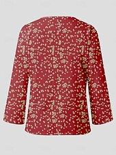 cheap Art&amp;Design Tops-Women&#039;s Shirt Floral Graphic Vintage Tropical Hawaiian Long Sleeve V Neck Regular Tops Daily Holiday Beach Wear Print Red Blue Purple Green Summer Spring