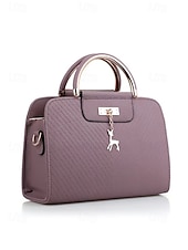 cheap Handbag &amp; Totes-Women&#039;s Faux Leather Top Handle Tote Bag with Deer Charm - Elegant Structured Women&#039;s Shoulder Bag, Perfect for Mother&#039;s Day Gift, Work, Shopping and Casual Outings