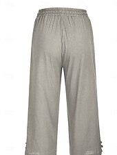 billiga Byxa i vanlig bomullslinne-Kvinnors Chinos Enfärgad Mode Streetwear Grundläggande Kalf Längd Medium Midja Enfärgad Fickor Dragkedja Komfort Utomhus Mikro-elastisk Semester Gatu Daglig Mörk Grå Ametist Grå Svart Sommar Vår