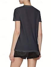 ieftine tricou Art &amp; Design-Pentru femei Tricou Topuri de vară Inimă Grafic Clasic Casual Manșon scurt Stil Nautic Crop Tops Zilnic Sfârșit de săptămână Imprimeu Negru+alb+gri Vară Primăvară Toamnă