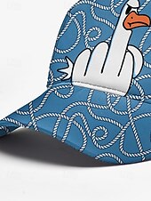 economico Cappelli da uomo-Cappellino da baseball da uomo con stampa di anatra in stile cartoon - design divertente con dito medio, cappellino snapback regolabile, stile casual da strada, adatto per attività all&#039;aperto, viaggi o estive