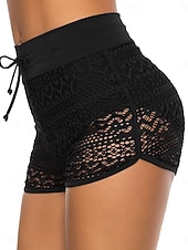 cheap Bikini Bottoms-Women&#039;s Swimsuits Stretchy Boxer Shorts Swimsuit High Waist Vacation Beach Wear Solid Color Sleeveless Bathing Suits