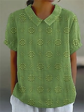 abordables Chemises-Femmes Chemise Fleuri Élégant Moderne Manche Courte Col de chemise Hauts Réguliers Quotidien Fête Imprimé Blanche Jaune Rose Claire Rouge Bleu Été