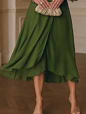 olcso Sifonruhákk-Női Hosszú ruha Maxi ruha Fehér ruha hétköznapi ruha Koktélruha Esküvői vendég ruha Elegáns Modern Érett Iroda Napi Randi Normál Sima Háromnegyedes V-alakú Lóhere Nyár