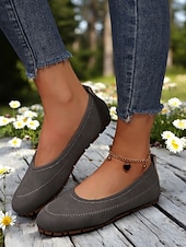 preiswerte Ballerinas für Damen-Damen-Barfußschuhe mit breiter Zehenpartie in Braun – bequeme Slipper mit Nullsprengung für entspanntes Gehen und Reisen