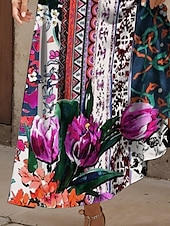 billiga Boho klänningar-Dam Maxiklänning Solklänning A linjeklänning Slipklänning Ledigt Strand Normal Blommig Grafisk Geometrisk Ärmlös V-hals Smala axelband Rodnande Rosa Purpur Grön Sommar Vår