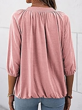abordables Hauts Unis pour Femmes-Femmes T-shirt Uni Mode Moderne Manche 3/4 Col ras du cou Hauts Réguliers Quotidien Noir Blanche Rose Claire Vin Vert Véronèse Été