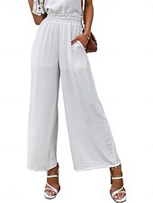 economico Pantaloni in lino e cotone semplici-Pantaloni ampi in cotone e lino da donna A tinta unita Chinos Pantaloni baggy Leggings Basic Casual Lunghezza intera Vita alta Semplice Pockets Fascia elastica Comfort All&#039;aperto Micro-elastico