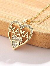 voordelige Dames ketting-Gouden hart &quot;mama&quot; hanger ketting met strass-accenten - elegant Moederdag sieraden cadeau voor vrouwen, moeders en grootmoeders