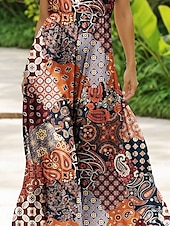 abordables Vestidos Boho-Mujer Vestido maxi Vestido de verano Vestido de una línea Vestido lencero Vestido plisado Vacaciones Casual Boho Playa Ajuste regular Graphic Cosecha Bohemio Sin Mangas Escote en U Camiseta con
