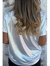 billige Plain t-skjorte-Dame Bluse عادي Moderne Kortermet Crew-hals Vanlige topper Ferie Ut på byen Svart Hvit Navyblå Lilla Gull Sommer