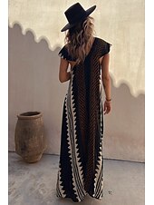 halpa Boho-mekot-Naisten Midimekko Coctail-asu Kukka mekko Boho-mekko Muoti Moderni Loma Teekutsut Bile Normaali Kukka Hihaton V kaula-aukko Musta Viini Sininen Tumman vihreä Kesä