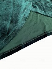 cheap Plain Dress-Women&#039;s Mini Dress Velvet Dress Prom Dress Summer Dress Fashion Romantic Outdoor Party Holiday Regular Fit Plain Long Sleeve One Shoulder Dark Green Summer Spring