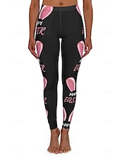 cheap Easter Bottoms-Easter Women&#039;s Leggings Trousers High Rise Yoga Pants Cute Bunny Rabbit Ear Happy Easter Letter Printed Casual Tights