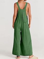 olcso hivatalos jumpsuits-női normál kantáros overál utcai viselet egyszínű ujjatlan U-nyakú zsebes utcai mindennapi normál szabású fekete sárga világoszöld nyári