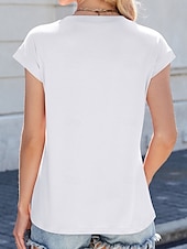 abordables T-shirt uni-T-shirt femme couleur unie plain mode élégant classique manches courtes col rond hauts réguliers quotidien week-end blanc rose bleu vert été