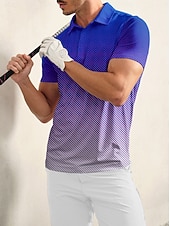 halpa Miesten golfvaatteet-Miesten Poolopaita Sininen Lyhythihainen Topit Golfasut Vaatteet Asut Wear Apparel