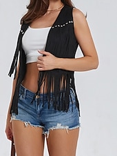 cheap Boho Tops-Women&#039;s Blouse Plain Active Modern Sleeveless V Neck Regular Tops Daily Holiday Fringe Black White Yellow Army Green Red Summer