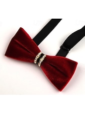 baratos Jantar de festa-Gravata Borboleta Vintage Masculina Festa de Casamento Trajes de Recepção Gravata Borboleta Veludo Cor Sólida Preto Borgonha Azul Royal