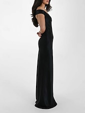 cheap Prom Dresses-Yellow Dress Mermaid / Trumpet Party Dresses Elegant Dress Wedding Wedding Guest Floor Length Sleeveless Off Shoulder Backless with Ruched 2025