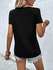 abordables T-shirt rayé et géométrique-Femmes Chemisier Géométrique Occasionnel Chaussures de plage Manche Courte Col ras du cou Hauts Réguliers Quotidien Imprimé Rose Claire Fuchsia Vert Gris Été Printemps