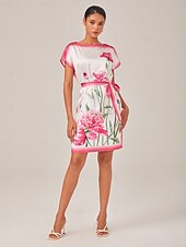 baratos Vestidos Florais-vestido midi fluido com decote canoa e estampa floral