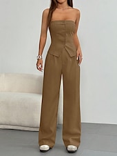 billiga Blusdräkter för kvinnor-Kvinnors Casual Set Brunt Tryck Standard Fit 2-delad