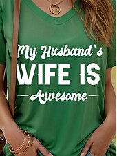 ieftine Umor &amp; Citate tricou-Pentru femei Tricou Grafic Scrisă Stilat Clasic Casual Manșon scurt În V Topuri obișnuite Zilnic Sfârșit de săptămână Imprimeu Trifoi Vară Primăvară