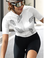 cheap Women&#039;s Jerseys-Women&#039;s Cycling Jersey Graphic Animal Fur Pattern Short Sleeve Bike Jersey Top with 3 Rear Pockets Sunscreen UV Resistant Quick Dry Reflective Strips Sports White Clothing Apparel
