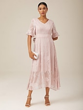 cheap Cocktail Dress-Women&#039;s Maxi Dress Cocktail Dress Wedding Guest Dress Semi Formal Dress A Line Dress Elegant Work Birthday Flutter Sleeve Wedding Guest Cocktail Party Formal Evening Regular Fit Solid Color Plain