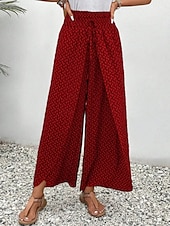 economico gamba larga e vita alta-Pantaloni Baggy in cotone e lino da donna Chinos a gamba larga Vacanza Moda Streetwear Lunghezza intera Vita alta Geometrico Tasca Elastico Comodi Morbidi Confortevoli Micro-elastico Esterno Vacanza