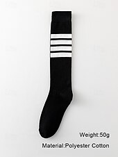 preiswerte Damensocken-Kniehohe, asymmetrisch gestreifte Damensocken – sportliche, über die Wade reichende Baumwollsocken für Schuluniformen für Schüler, Abschlussfeiern, Cheerleading und den Alltag